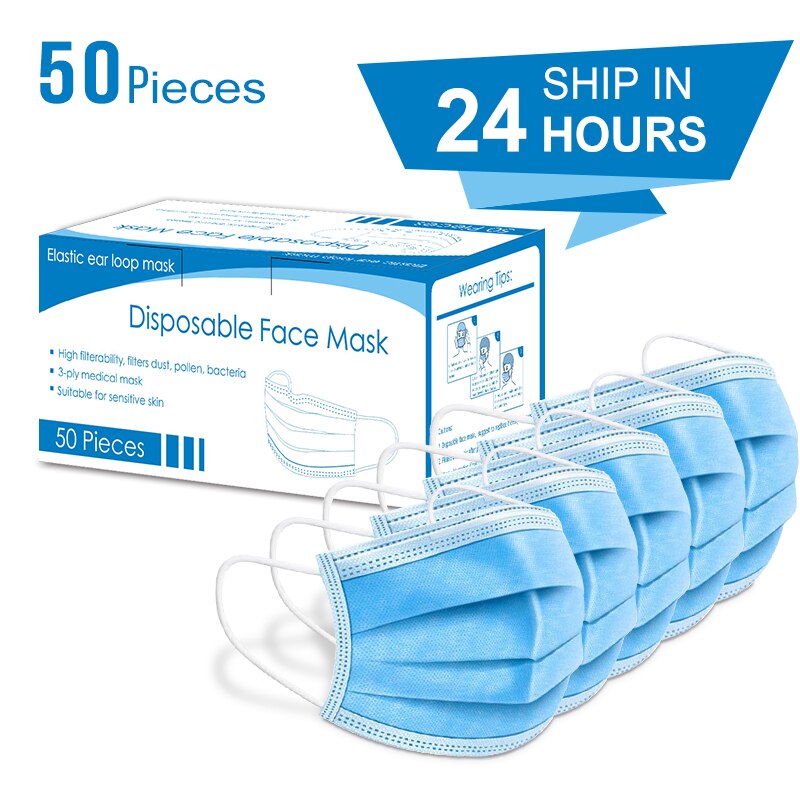 In stock 50 pcs Surgical mask N95 Face Mouth Masks 3 Layer Non Woven Disposable Medical Anti-Dust Surgical Medical Masks KN95 - Baby Homez