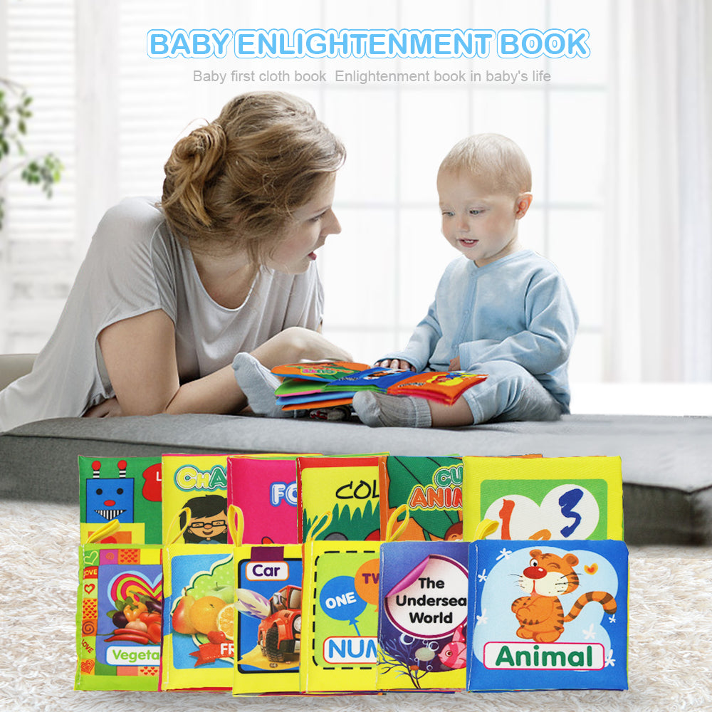 Coolplay Soft Cloth Books Rustle Sound Infant Baby Quiet Books Educational Stroller Rattle Toys For Newborn Baby 0-12 month } - Baby Homez