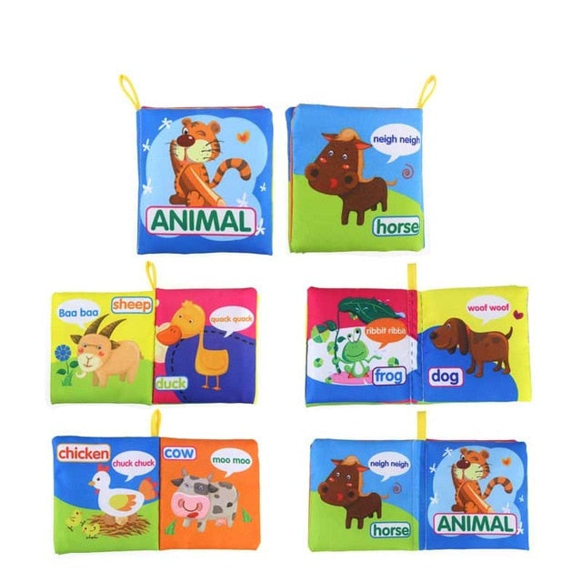 Coolplay Soft Cloth Books Rustle Sound Infant Baby Quiet Books Educational Stroller Rattle Toys For Newborn Baby 0-12 month } - Baby Homez