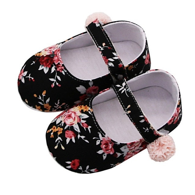Baby Shoes Girl Breathable Floral Print Anti-Slip Shoes Casual Walking Shoe Toddler Soft Soled First Walkers - Baby Homez