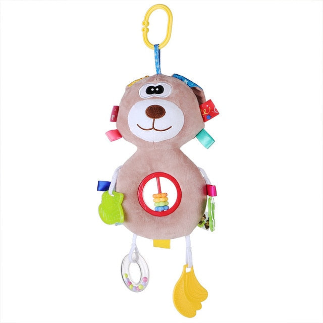 Baby Plush Rattles Cartoon Bear Cow Animal Mobiles Toys Infant Stroller Hanging Mobile Rattles Newborn Toys with Teether - Baby Homez