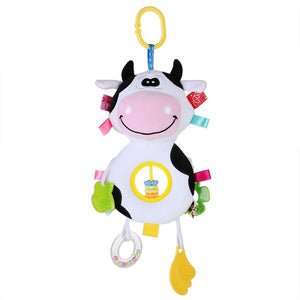 Baby Plush Rattles Cartoon Bear Cow Animal Mobiles Toys Infant Stroller Hanging Mobile Rattles Newborn Toys with Teether - Baby Homez