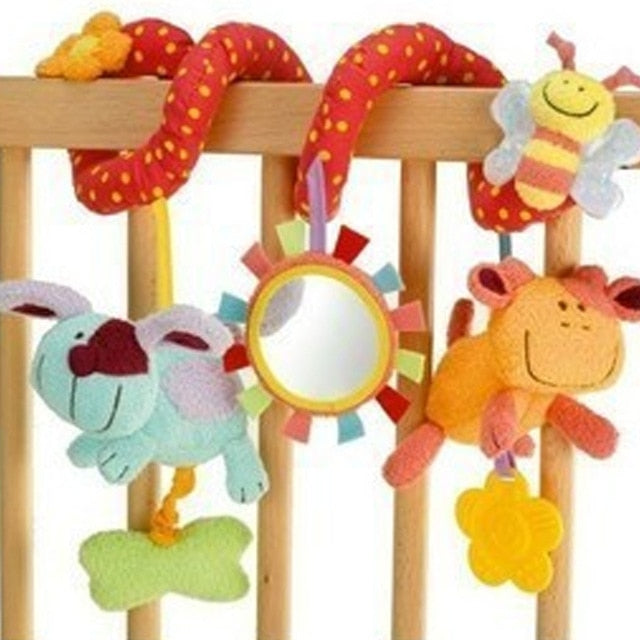 Baby Plush Rattles Cartoon Bear Cow Animal Mobiles Toys Infant Stroller Hanging Mobile Rattles Newborn Toys with Teether - Baby Homez