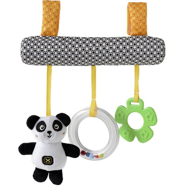 Baby Plush Rattles Cartoon Bear Cow Animal Mobiles Toys Infant Stroller Hanging Mobile Rattles Newborn Toys with Teether - Baby Homez