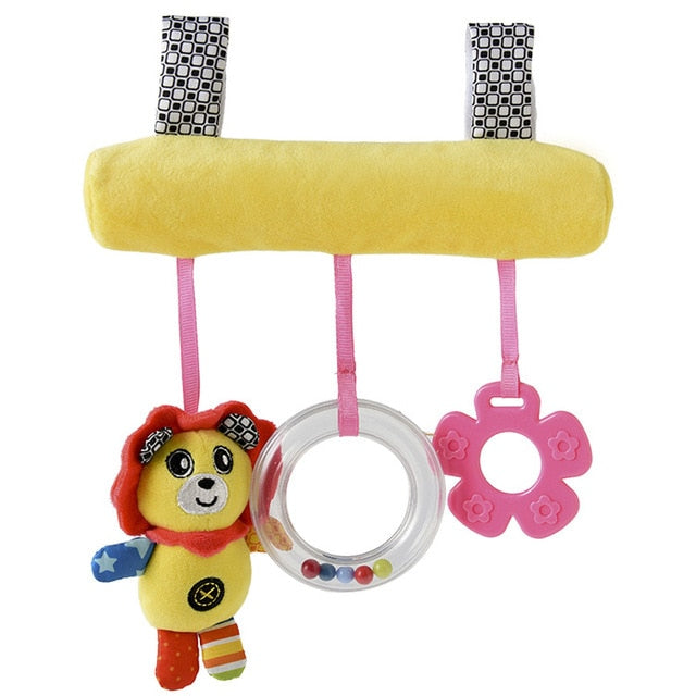 Baby Plush Rattles Cartoon Bear Cow Animal Mobiles Toys Infant Stroller Hanging Mobile Rattles Newborn Toys with Teether - Baby Homez