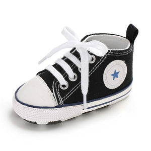 Baby Shoes Boy Girl Star Solid Sneaker Cotton Soft Anti-Slip Sole Newborn Infant First Walkers Toddler Casual Canvas Crib Shoes - Baby Homez