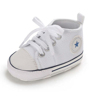 Baby Shoes Boy Girl Star Solid Sneaker Cotton Soft Anti-Slip Sole Newborn Infant First Walkers Toddler Casual Canvas Crib Shoes - Baby Homez