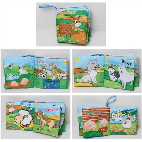 Baby Toys Infant Baby Book Early Development Cloth Books For Kids Learning Education Activity Books Animal Tails Dinosaur SZ04 - Baby Homez
