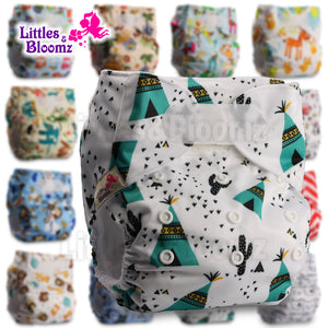 [Littles&Bloomz] Baby Washable Reusable Real Cloth STANDARD Hook-Loop Pocket Nappy Diaper Cover Wrap, suits Birth to Potty - Baby Homez