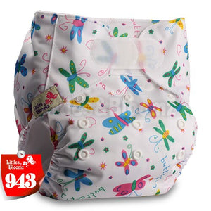 [Littles&Bloomz] Baby Washable Reusable Real Cloth STANDARD Hook-Loop Pocket Nappy Diaper Cover Wrap, suits Birth to Potty - Baby Homez