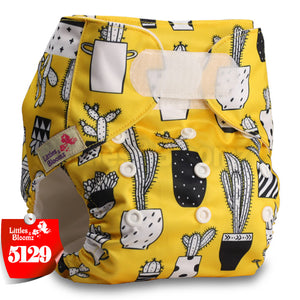 [Littles&Bloomz] Baby Washable Reusable Real Cloth STANDARD Hook-Loop Pocket Nappy Diaper Cover Wrap, suits Birth to Potty - Baby Homez