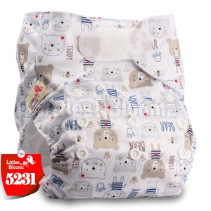 [Littles&Bloomz] Baby Washable Reusable Real Cloth STANDARD Hook-Loop Pocket Nappy Diaper Cover Wrap, suits Birth to Potty - Baby Homez