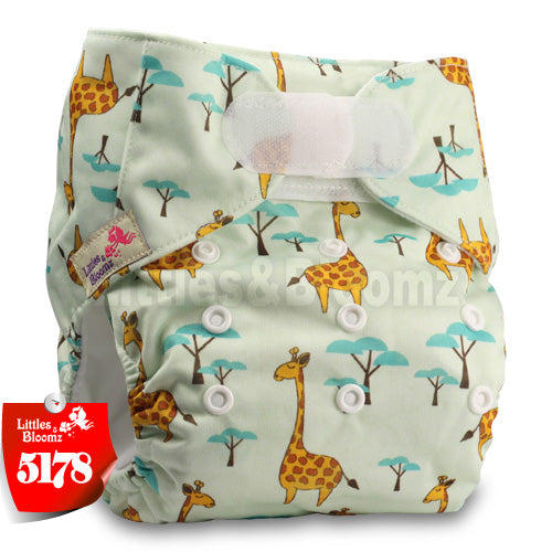 [Littles&Bloomz] Baby Washable Reusable Real Cloth STANDARD Hook-Loop Pocket Nappy Diaper Cover Wrap, suits Birth to Potty - Baby Homez