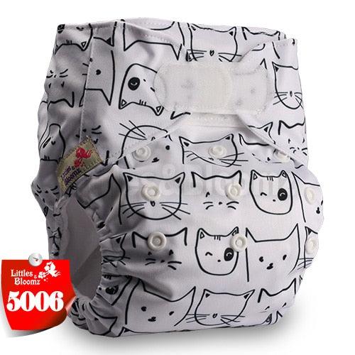 [Littles&Bloomz] Baby Washable Reusable Real Cloth STANDARD Hook-Loop Pocket Nappy Diaper Cover Wrap, suits Birth to Potty - Baby Homez