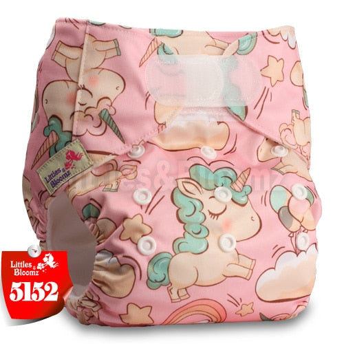 [Littles&Bloomz] Baby Washable Reusable Real Cloth STANDARD Hook-Loop Pocket Nappy Diaper Cover Wrap, suits Birth to Potty - Baby Homez