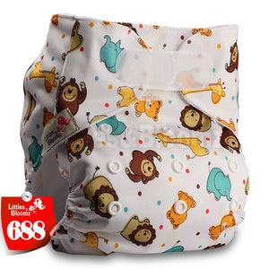[Littles&Bloomz] Baby Washable Reusable Real Cloth STANDARD Hook-Loop Pocket Nappy Diaper Cover Wrap, suits Birth to Potty - Baby Homez