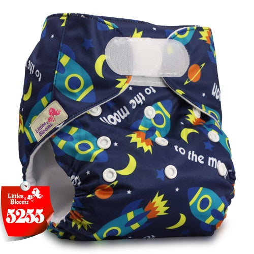 [Littles&Bloomz] Baby Washable Reusable Real Cloth STANDARD Hook-Loop Pocket Nappy Diaper Cover Wrap, suits Birth to Potty - Baby Homez