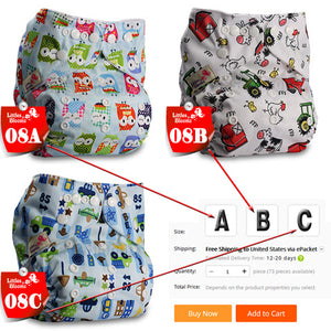 [Littles&Bloomz] Baby Washable Reusable Cloth Pocket Nappy Diaper, Select A1/B1/C1 from Photo, Nappy/Diapers Only (No insert) - Baby Homez
