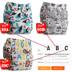[Littles&Bloomz] Baby Washable Reusable Cloth Pocket Nappy Diaper, Select A1/B1/C1 from Photo, Nappy/Diapers Only (No insert) - Baby Homez
