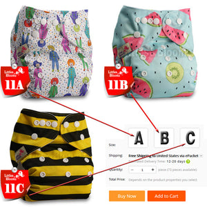 [Littles&Bloomz] Baby Washable Reusable Cloth Pocket Nappy Diaper, Select A1/B1/C1 from Photo, Nappy/Diapers Only (No insert) - Baby Homez