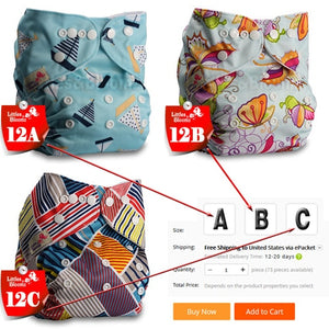 [Littles&Bloomz] Baby Washable Reusable Cloth Pocket Nappy Diaper, Select A1/B1/C1 from Photo, Nappy/Diapers Only (No insert) - Baby Homez