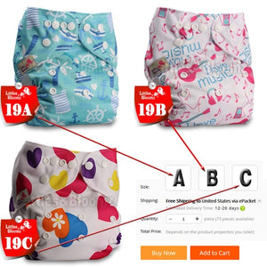 [Littles&Bloomz] Baby Washable Reusable Cloth Pocket Nappy Diaper, Select A1/B1/C1 from Photo, Nappy/Diapers Only (No insert) - Baby Homez