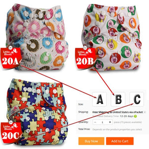 [Littles&Bloomz] Baby Washable Reusable Cloth Pocket Nappy Diaper, Select A1/B1/C1 from Photo, Nappy/Diapers Only (No insert) - Baby Homez