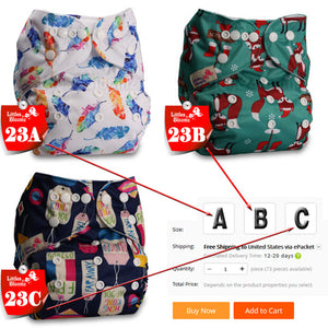 [Littles&Bloomz] Baby Washable Reusable Cloth Pocket Nappy Diaper, Select A1/B1/C1 from Photo, Nappy/Diapers Only (No insert) - Baby Homez