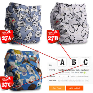 [Littles&Bloomz] Baby Washable Reusable Cloth Pocket Nappy Diaper, Select A1/B1/C1 from Photo, Nappy/Diapers Only (No insert) - Baby Homez