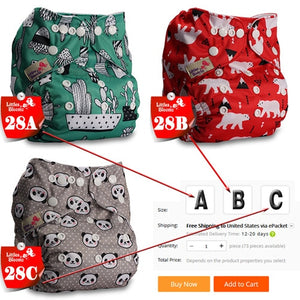 [Littles&Bloomz] Baby Washable Reusable Cloth Pocket Nappy Diaper, Select A1/B1/C1 from Photo, Nappy/Diapers Only (No insert) - Baby Homez