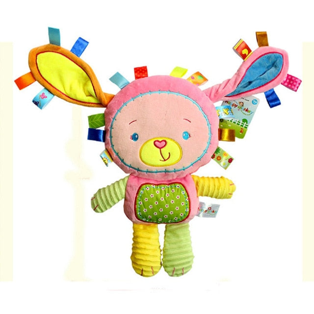 Baby Plush Rattles Cartoon Bear Cow Animal Mobiles Toys Infant Stroller Hanging Mobile Rattles Newborn Toys with Teether - Baby Homez