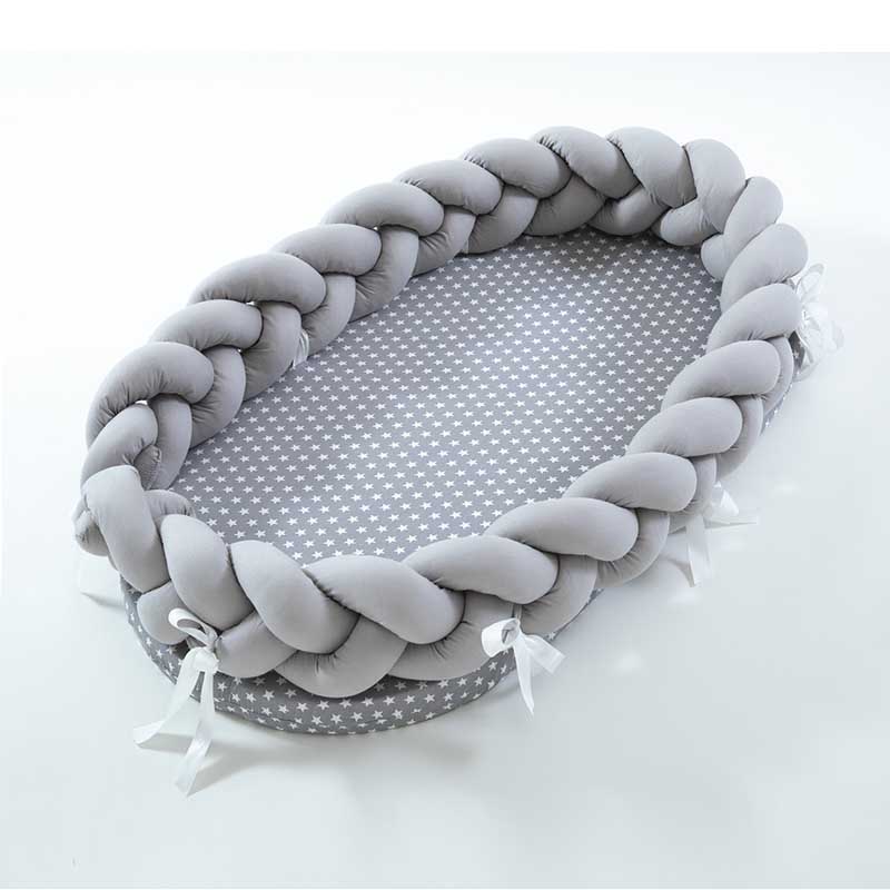 Baby Bed Portable Grey Pink Crib Baby Nest Cot Kids Cradle Children's Bed Bumper Sides in the Crib Newborn Room Decor - Baby Homez