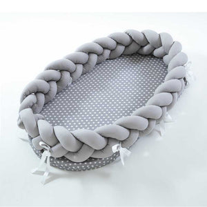 Baby Bed Portable Grey Pink Crib Baby Nest Cot Kids Cradle Children's Bed Bumper Sides in the Crib Newborn Room Decor - Baby Homez