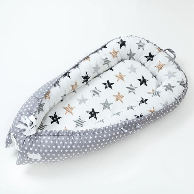 Baby Bed Portable Grey Pink Crib Baby Nest Cot Kids Cradle Children's Bed Bumper Sides in the Crib Newborn Room Decor - Baby Homez
