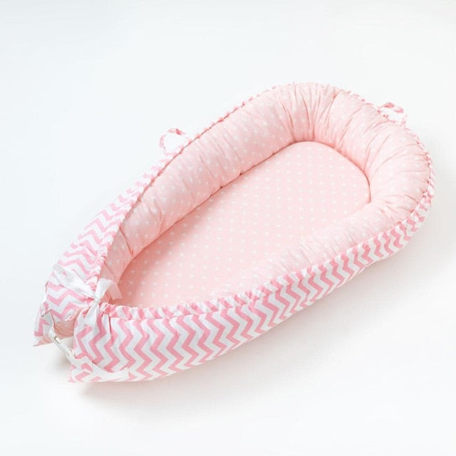Baby Bed Portable Grey Pink Crib Baby Nest Cot Kids Cradle Children's Bed Bumper Sides in the Crib Newborn Room Decor - Baby Homez