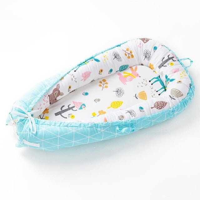 Baby Bed Portable Grey Pink Crib Baby Nest Cot Kids Cradle Children's Bed Bumper Sides in the Crib Newborn Room Decor - Baby Homez