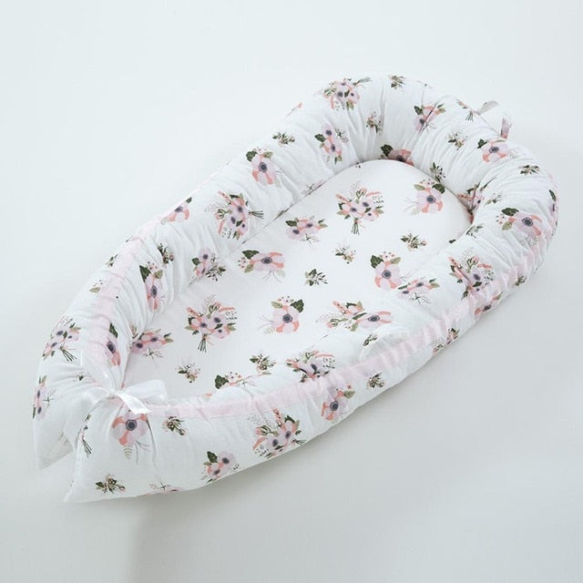 Baby Bed Portable Grey Pink Crib Baby Nest Cot Kids Cradle Children's Bed Bumper Sides in the Crib Newborn Room Decor - Baby Homez
