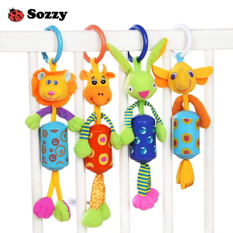 Cute Animal Plush Rattles Stroller Hanging Bell Mobiles Infant Baby Soft Crib Educational Toys for Newborn Children Gift Sozzy - Baby Homez