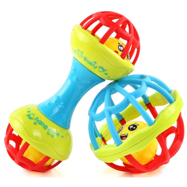 Baby Rattles Toy Food Grade Teething Rattle Plastic Hand Bell Intelligence Grasping Gums Baby Teether Toy for 0-3years - Baby Homez
