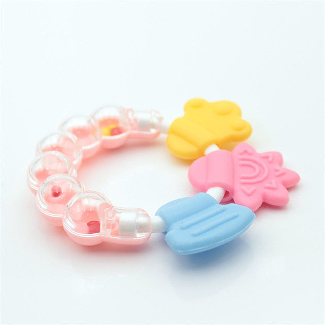 Baby Rattles Toy Food Grade Teething Rattle Plastic Hand Bell Intelligence Grasping Gums Baby Teether Toy for 0-3years - Baby Homez