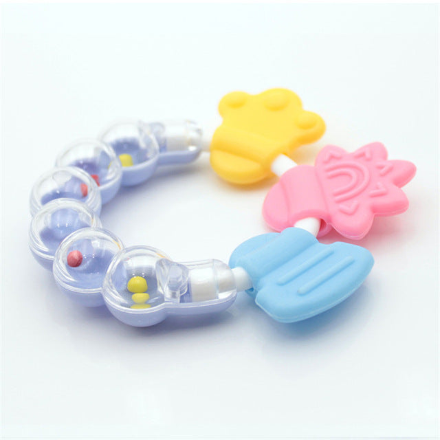Baby Rattles Toy Food Grade Teething Rattle Plastic Hand Bell Intelligence Grasping Gums Baby Teether Toy for 0-3years - Baby Homez