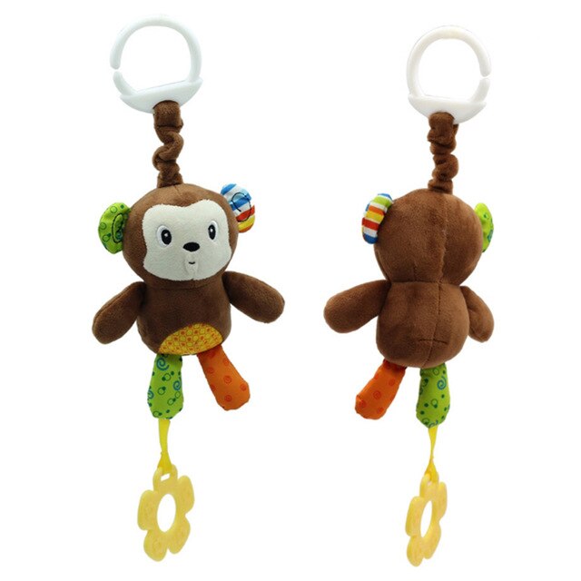 Baby Plush Rattles Cartoon Bear Cow Animal Mobiles Toys Infant Stroller Hanging Mobile Rattles Newborn Toys with Teether - Baby Homez