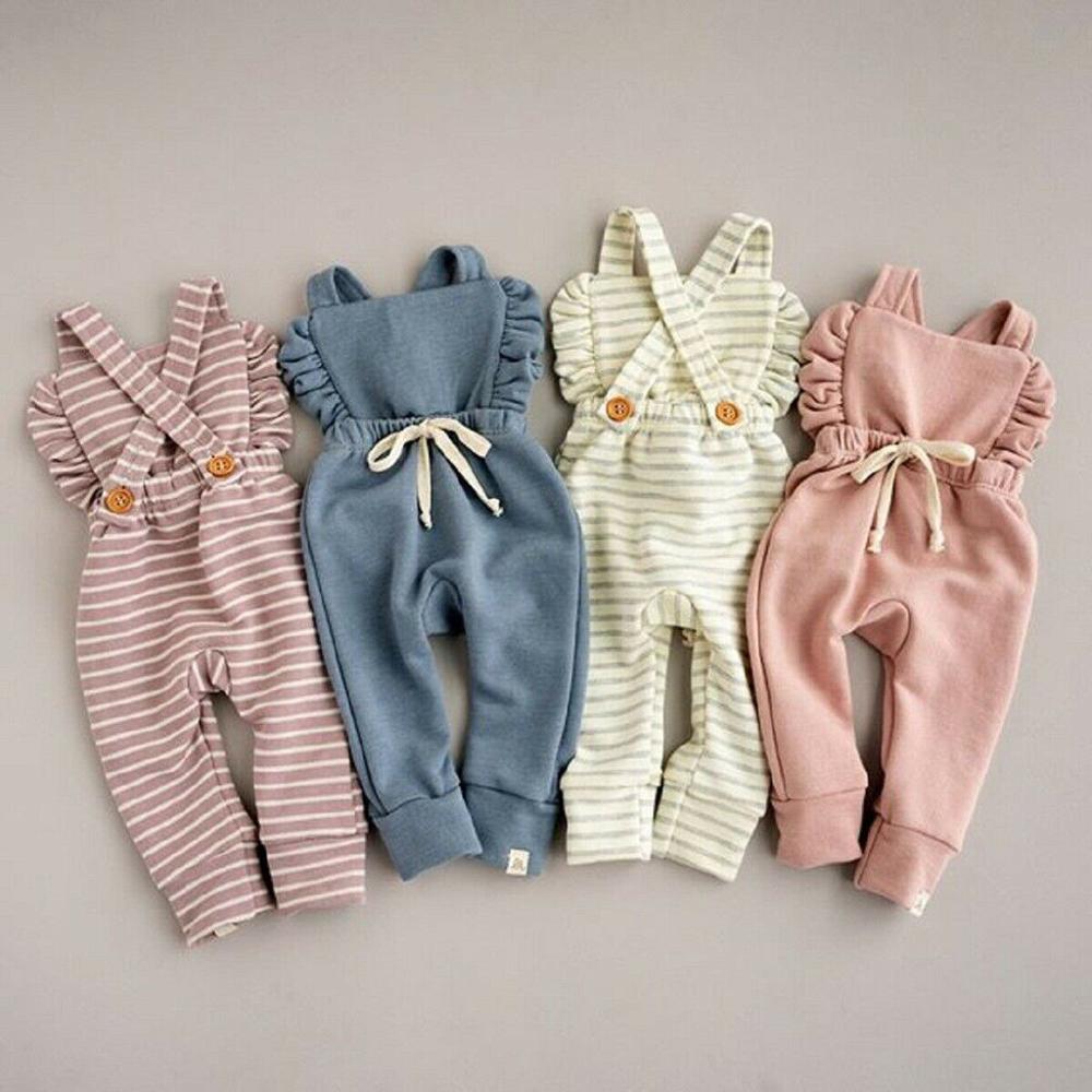 Newborn Overalls Romper Girl Boy Backless Striped Ruffle Jumpsuit Clothes Onesies baby clothing toddler clothes baby costume - Baby Homez