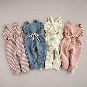Newborn Overalls Romper Girl Boy Backless Striped Ruffle Jumpsuit Clothes Onesies baby clothing toddler clothes baby costume - Baby Homez