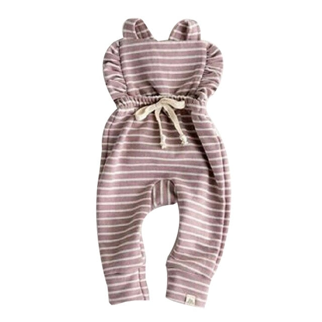Newborn Overalls Romper Girl Boy Backless Striped Ruffle Jumpsuit Clothes Onesies baby clothing toddler clothes baby costume - Baby Homez