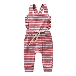 Newborn Overalls Romper Girl Boy Backless Striped Ruffle Jumpsuit Clothes Onesies baby clothing toddler clothes baby costume - Baby Homez
