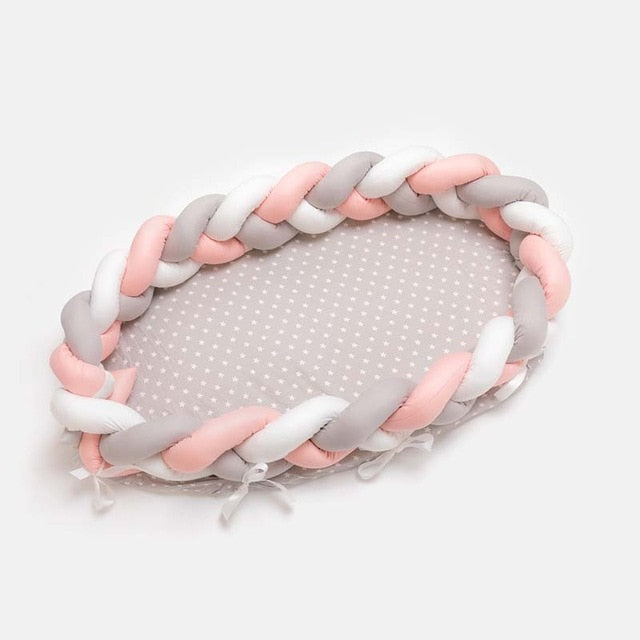 Baby Bed Portable Grey Pink Crib Baby Nest Cot Kids Cradle Children's Bed Bumper Sides in the Crib Newborn Room Decor - Baby Homez