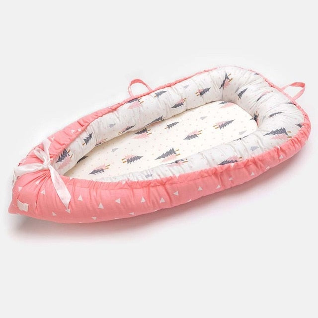 Baby Bed Portable Grey Pink Crib Baby Nest Cot Kids Cradle Children's Bed Bumper Sides in the Crib Newborn Room Decor - Baby Homez