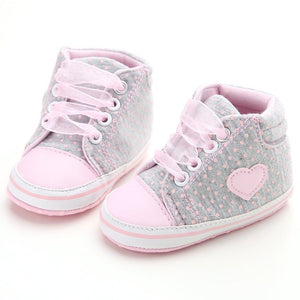 Baby Shoes I Love PaPa&MaMa Letter Printed Soft Bottom Footwear Heart-shaped 0-18M Newborn First walker - Baby Homez