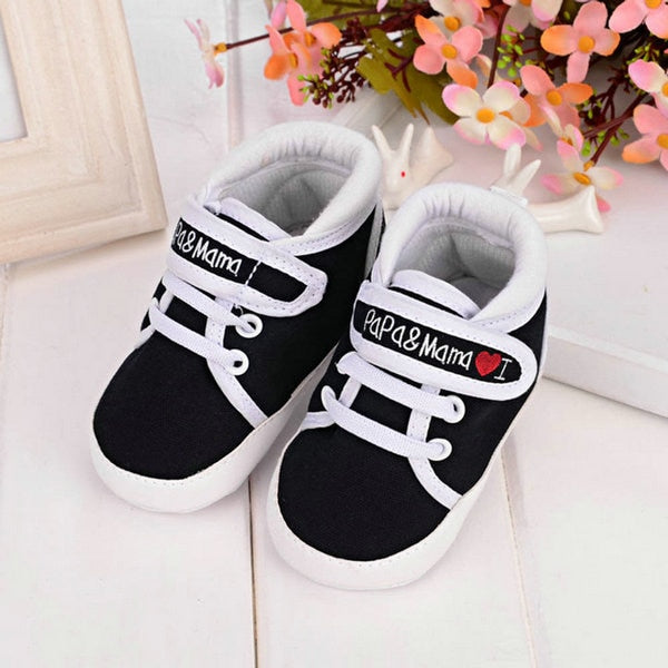 Baby Shoes I Love PaPa&MaMa Letter Printed Soft Bottom Footwear Heart-shaped 0-18M Newborn First walker - Baby Homez